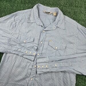 Salt Valley Western Womens Large Blue Floral Star Pearl Snap Button Down Shirt